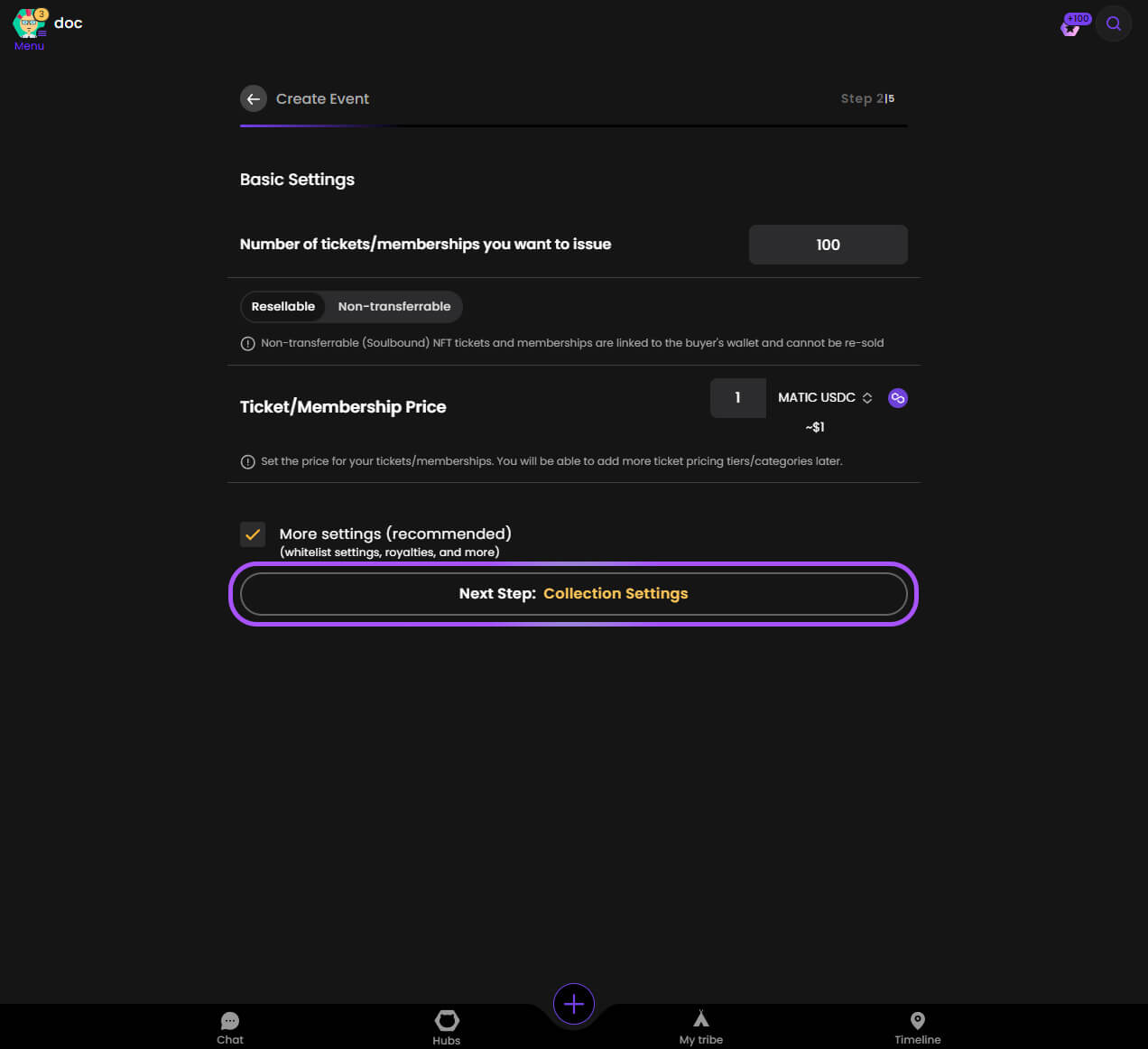 Collection Settings